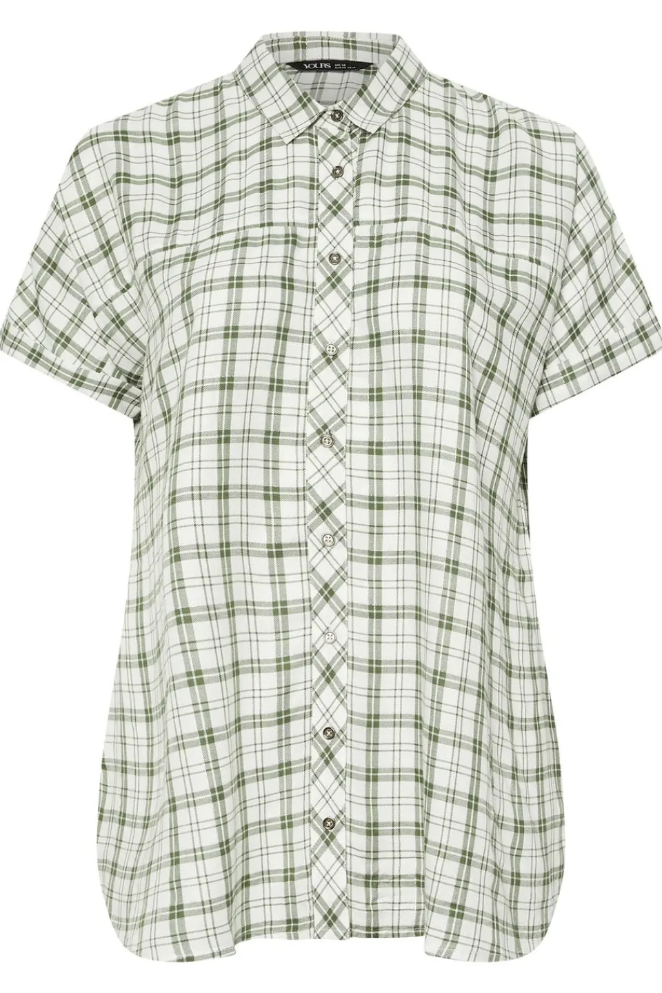 Tops>YOURS Curve Green Metallic Check Print Shirt