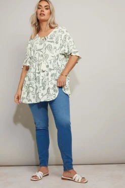Tops>YOURS Curve Green Paisley Tie Front Top