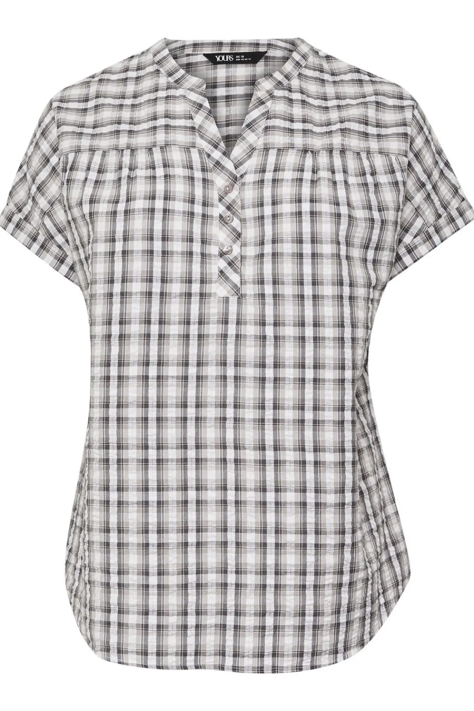 Tops>YOURS Curve Grey Check Print Textured Blouse