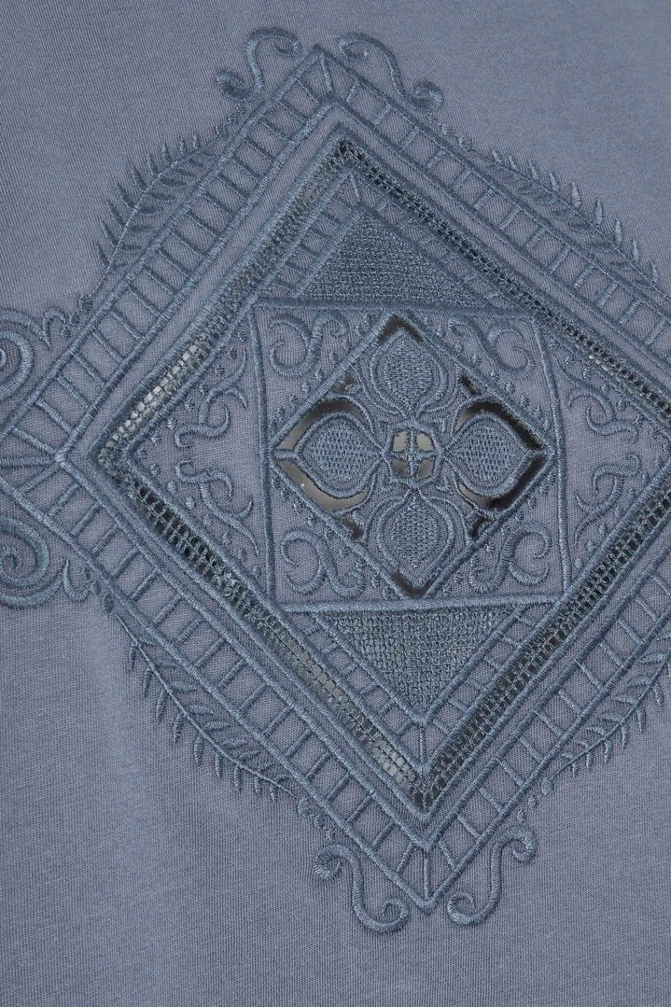 T-Shirts>YOURS Curve Grey Embroidered Boho Diamond Oversized T-Shirt