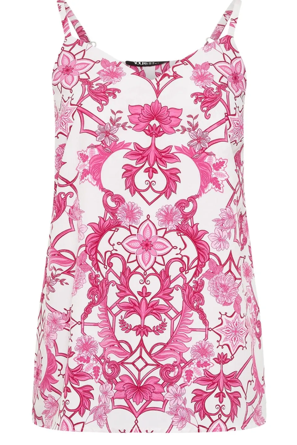 Tops>YOURS Curve Hot Pink Tile Print Vest Top