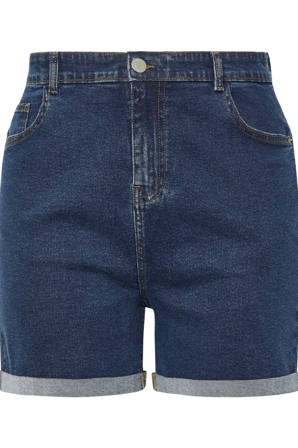 Shorts>YOURS Curve Indigo Blue Turn Up Stretch Denim Mom Shorts