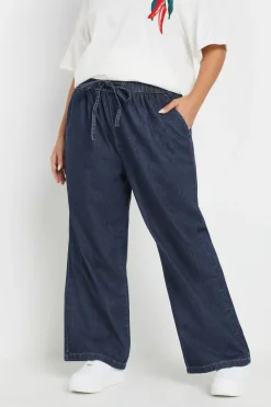 Jeans & Jeggings>YOURS Curve Indigo Blue Tie Detail Denim Jeans