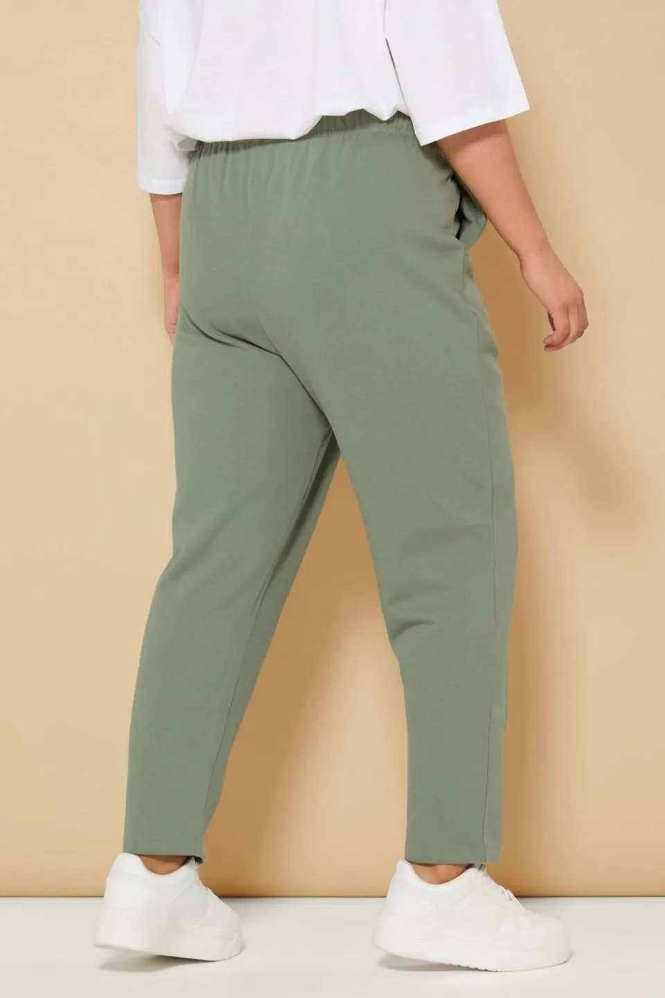 Trousers>YOURS Curve Khaki Green Barrel Joggers