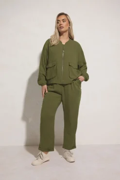 Trousers>YOURS Curve Khaki Green Formal Linen Trousers KhakiGreen