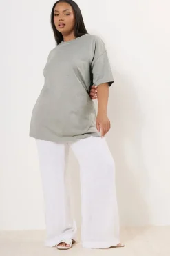 T-Shirts>YOURS Curve Light Grey Oversized Side Split T-Shirt