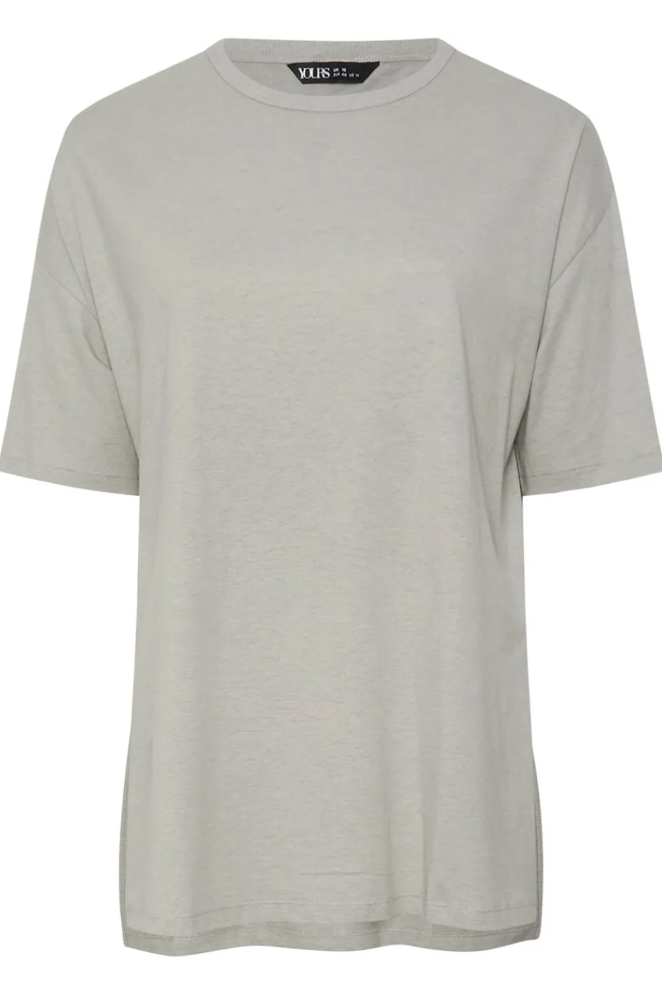 T-Shirts>YOURS Curve Light Grey Oversized Side Split T-Shirt