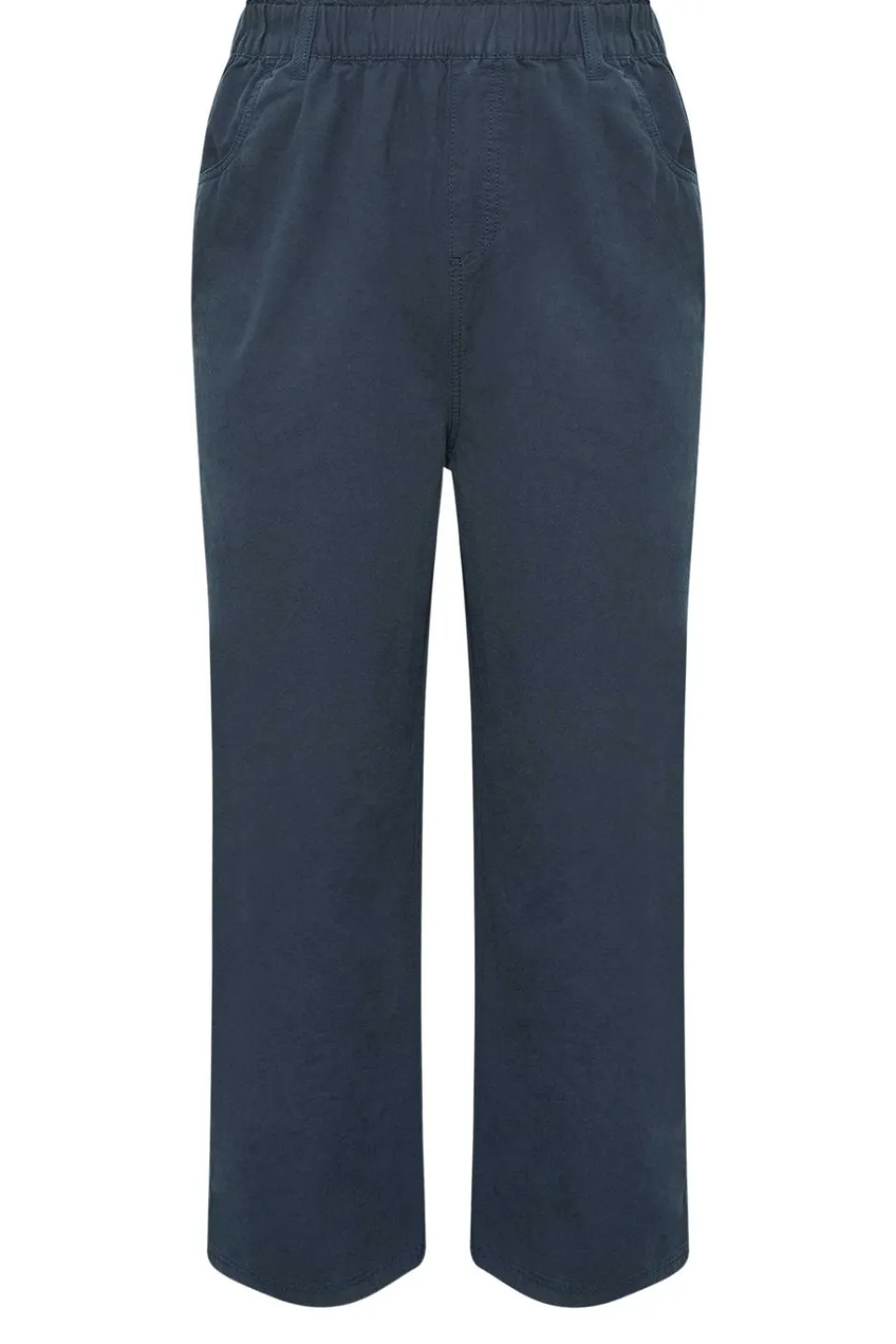 Trousers>YOURS Curve Navy Blue Cool Cotton Wide Leg Trousers