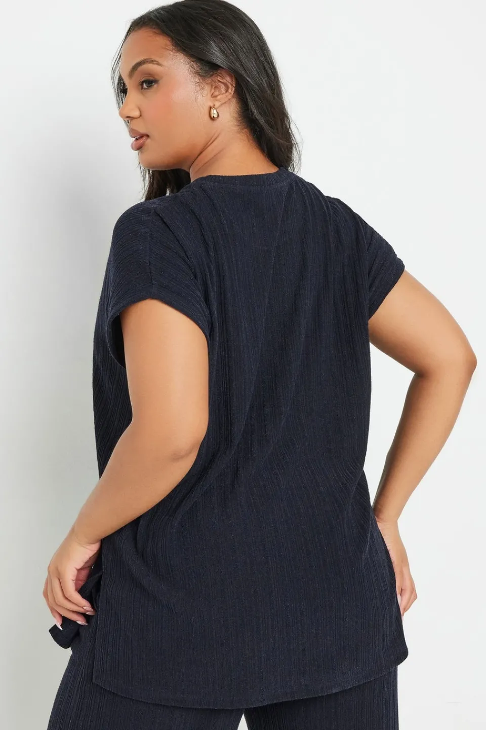 T-Shirts>YOURS Curve Navy Blue Knitted T Shirt