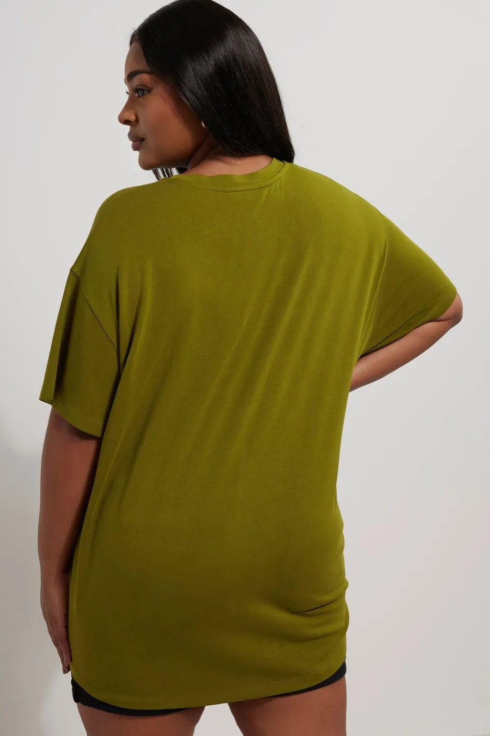 T-Shirts>YOURS Curve Olive Green Heavyweight Oversized T-Shirt