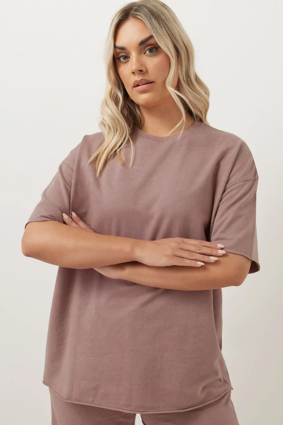 T-Shirts>YOURS Curve Pink Acid Wash Oversized Sweat T-Shirt