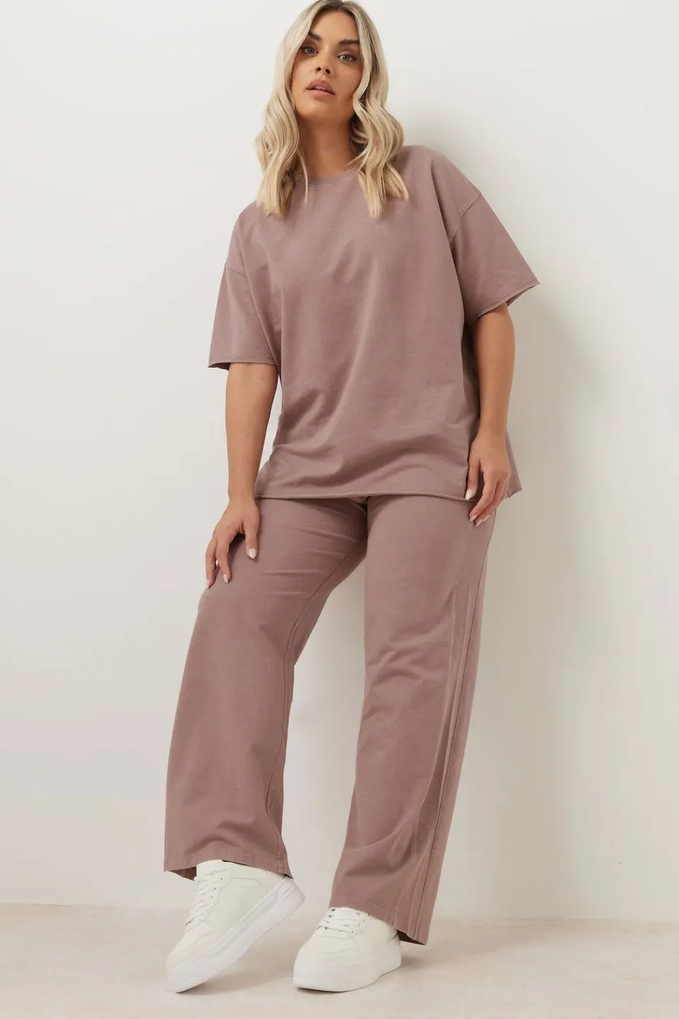 T-Shirts>YOURS Curve Pink Acid Wash Oversized Sweat T-Shirt