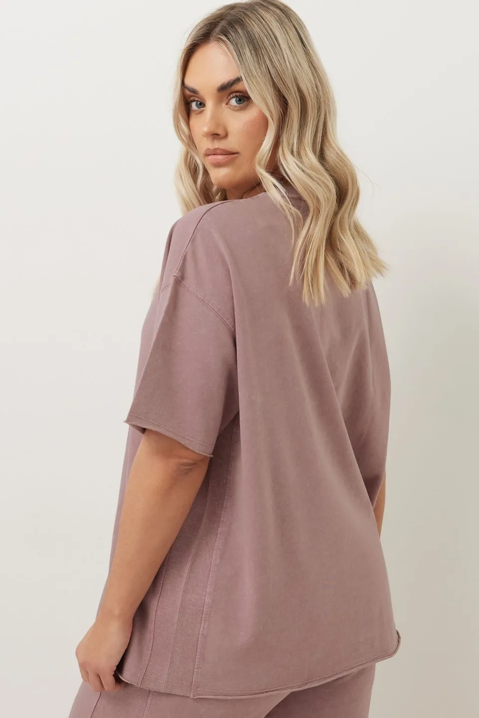 T-Shirts>YOURS Curve Pink Acid Wash Oversized Sweat T-Shirt
