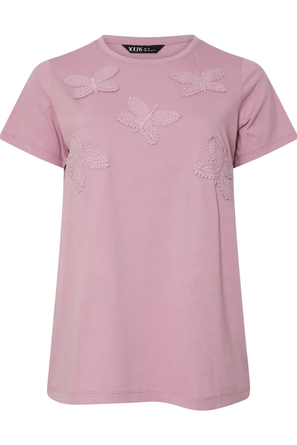 T-Shirts>YOURS Curve Pink Applique Butterfly T-Shirt