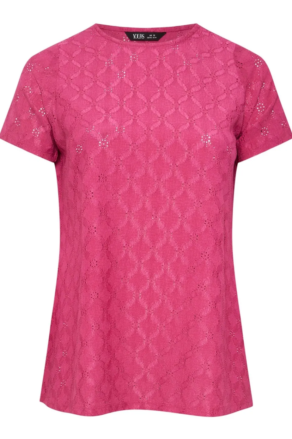 T-Shirts>YOURS Curve Pink Broderie Anglaise Textured Swing Top
