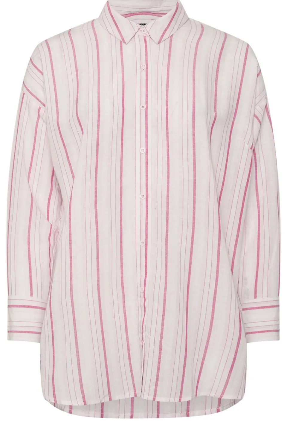 Tops>YOURS Curve Pink Stripe Linen Shirt