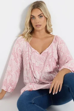 Tops>YOURS Curve Pink Tie Front Top