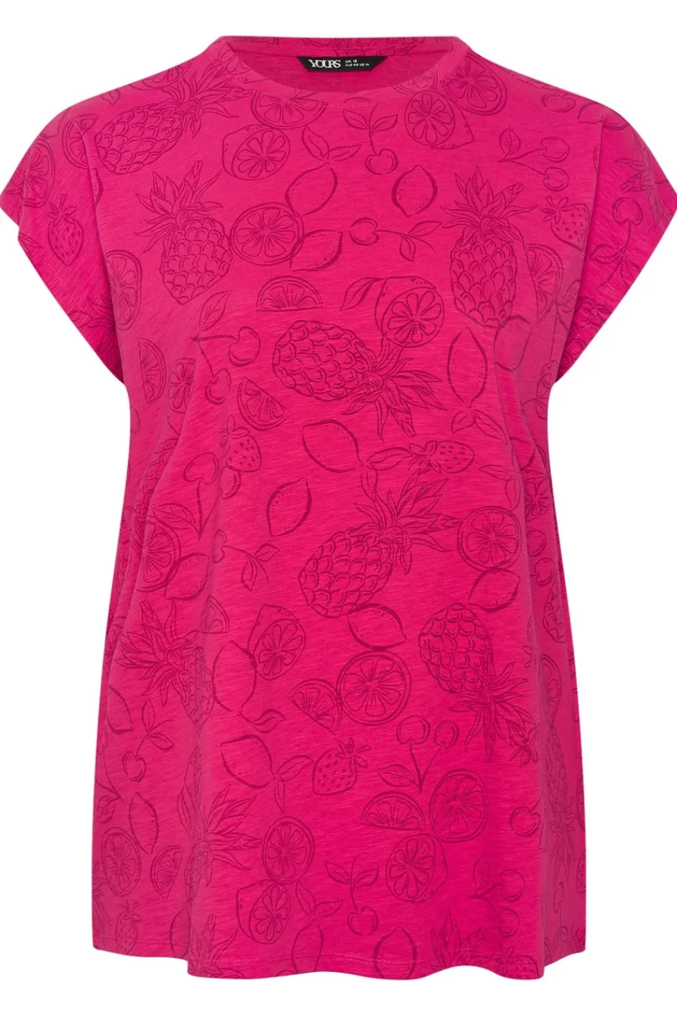 T-Shirts>YOURS Curve Pink Tropical Fruit Print T-Shirt