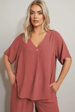 Tops>YOURS Curve Rust Orange Button Detail Blouse