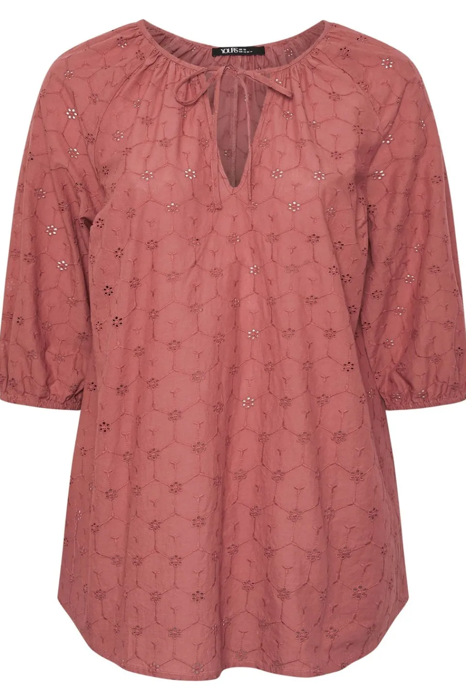 Tops>YOURS Curve Rust Orange Floral Broderie Anglaise Tie Front Top