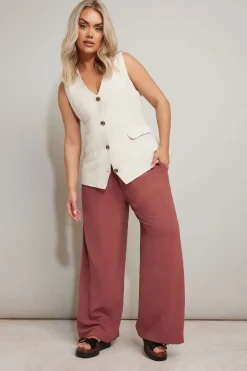 Trousers>YOURS Curve Rust Orange Twill Wide Leg Trousers