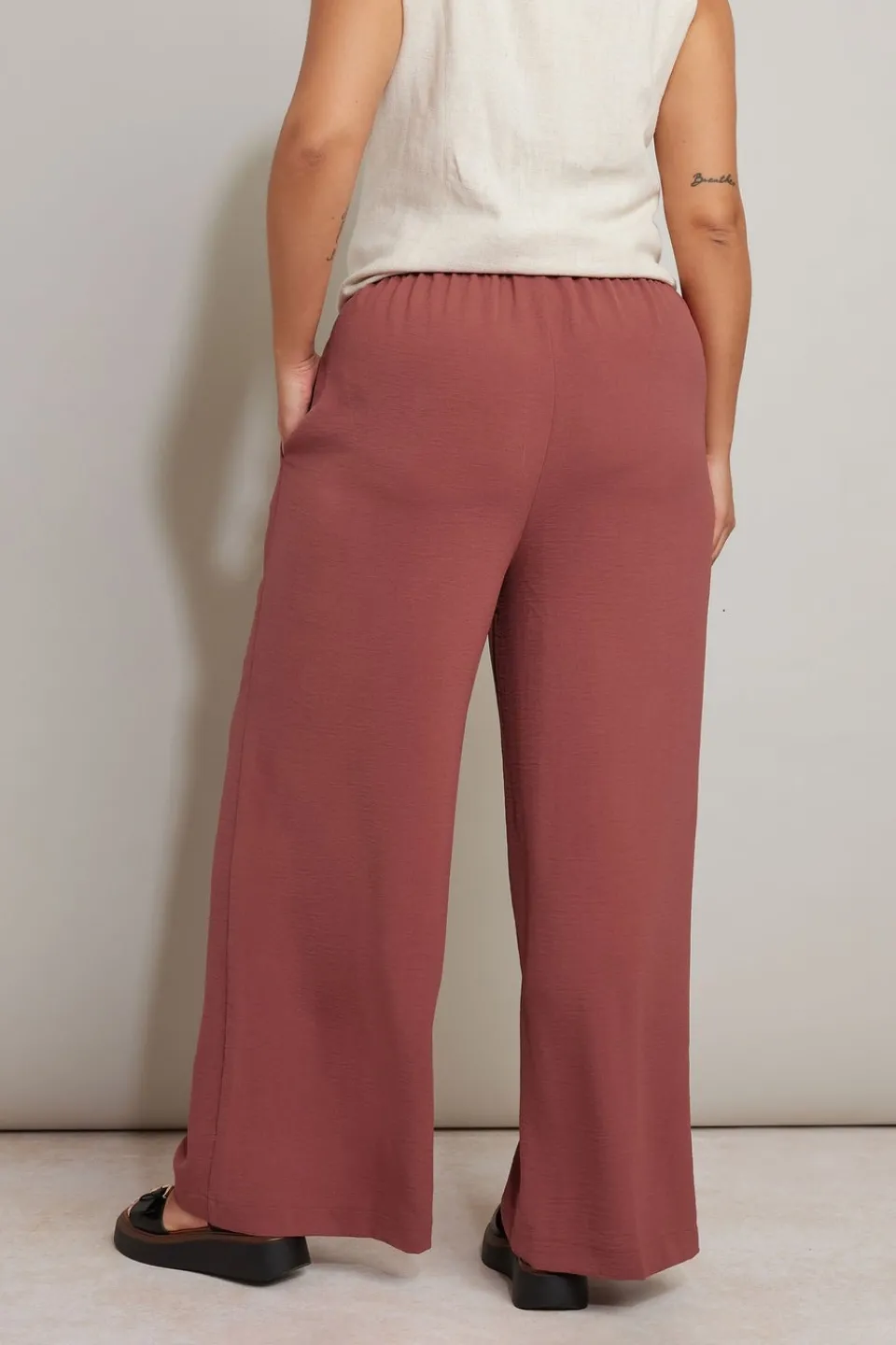Trousers>YOURS Curve Rust Orange Twill Wide Leg Trousers