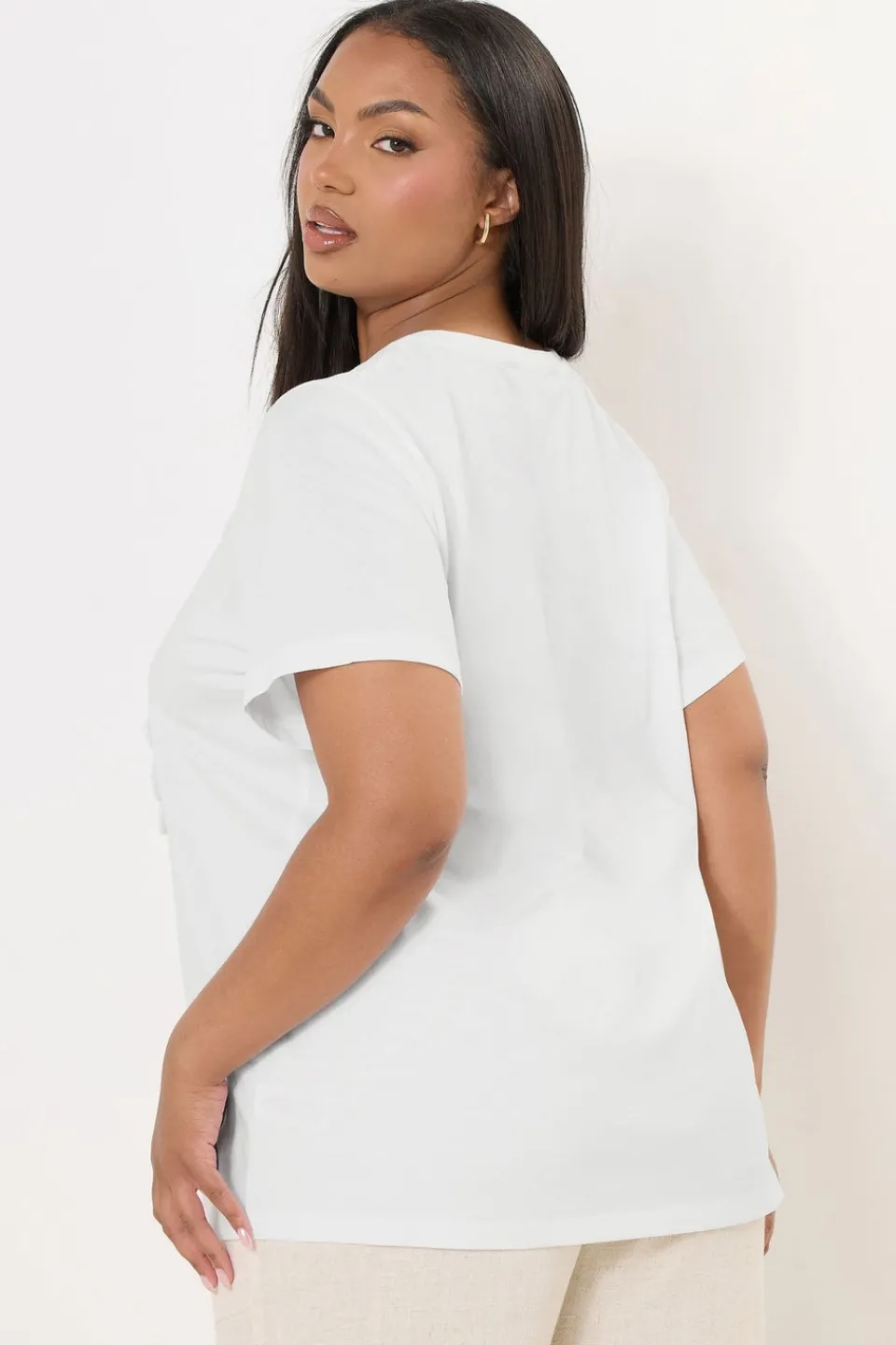 T-Shirts>YOURS Curve White Applique Daisy T-Shirt