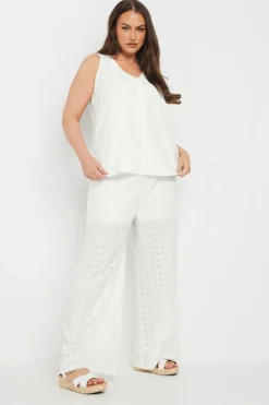 Tops>YOURS Curve White Broderie Anglaise Waistcoat