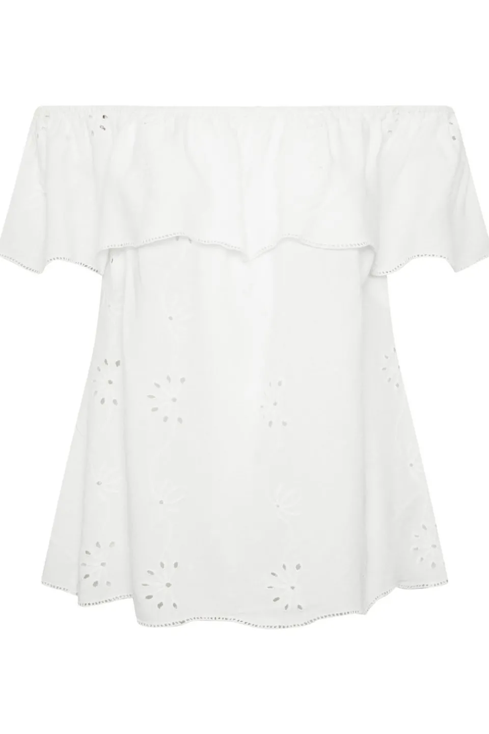 Tops>YOURS Curve White Broderie Anglaise Bardot Top