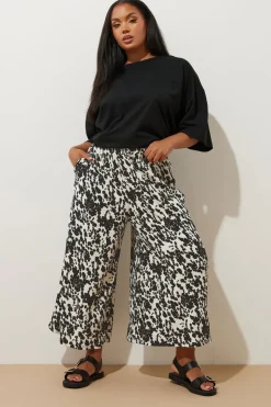 Trousers>YOURS Curve White Cow Print Midaxi Culottes