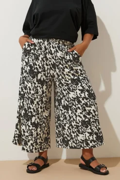 Trousers>YOURS Curve White Cow Print Midaxi Culottes