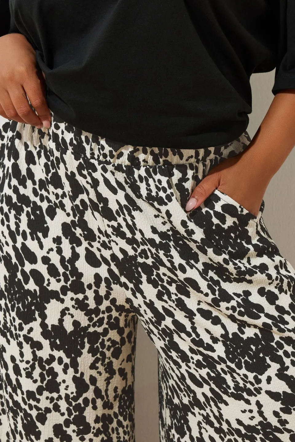 Trousers>YOURS Curve White Cow Print Midaxi Culottes