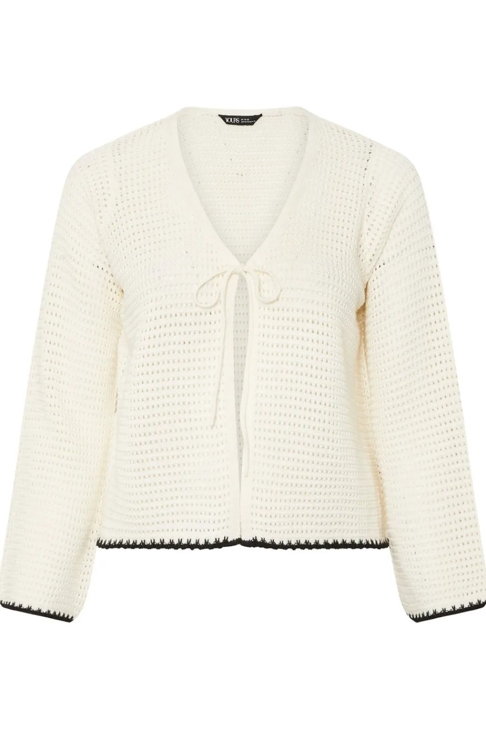 Tops>YOURS Curve White Crochet Tie Front Cardigan