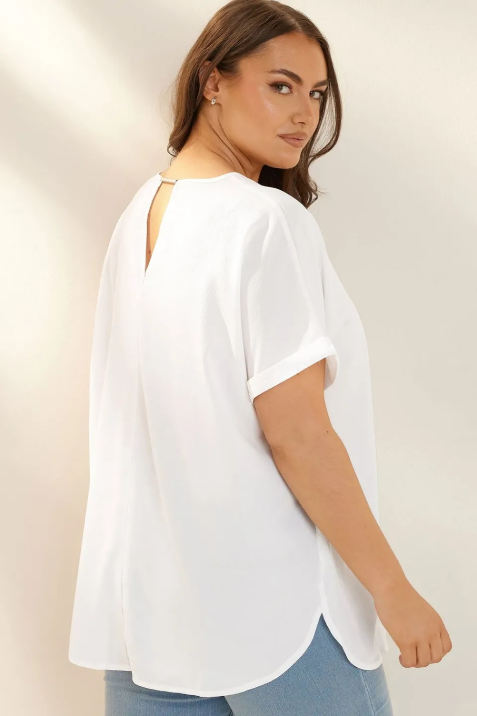 Tops>YOURS Curve White Notch Neck Blouse