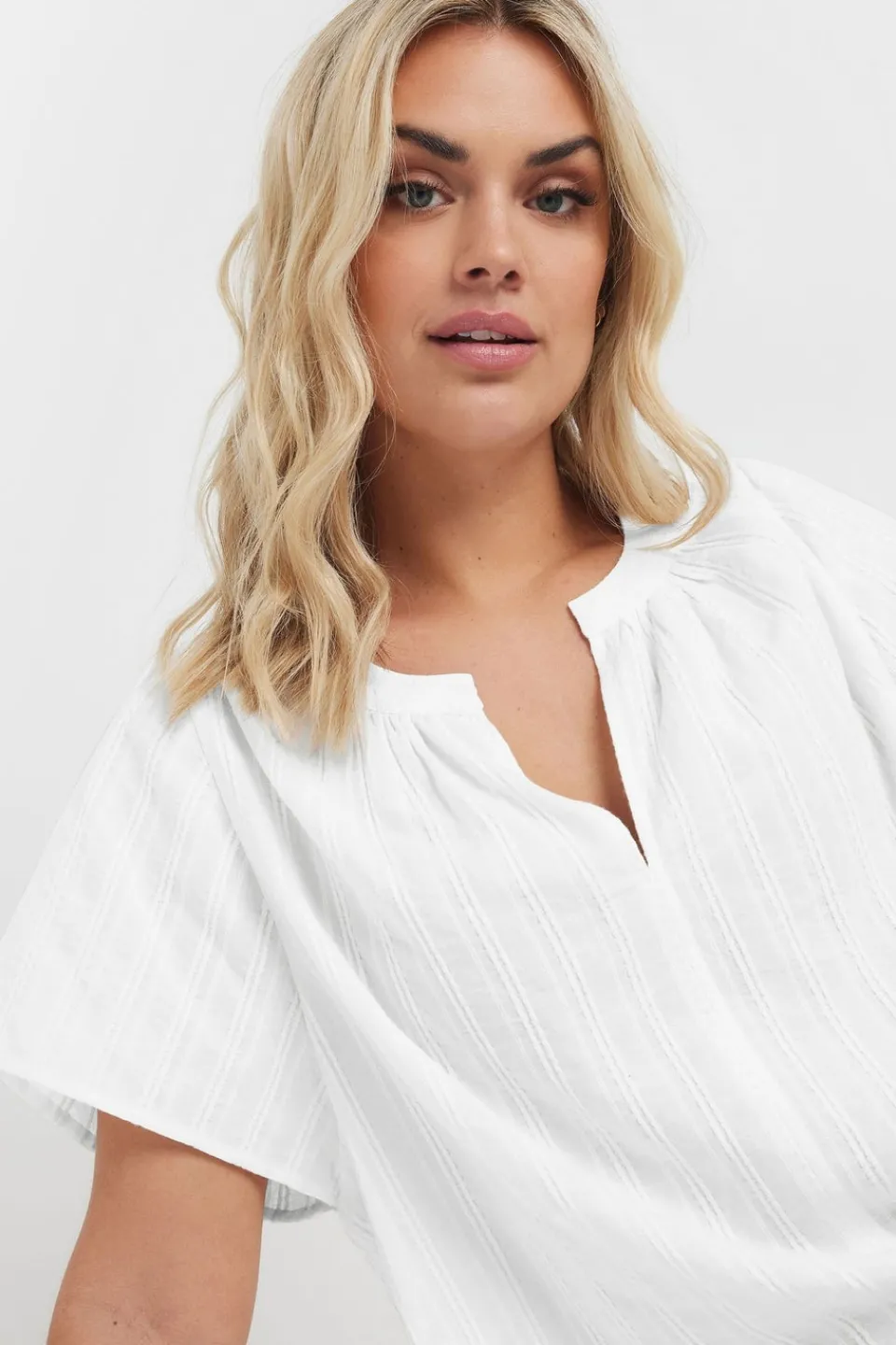 Tops>YOURS Curve White Short Sleeve Cotton Blouse