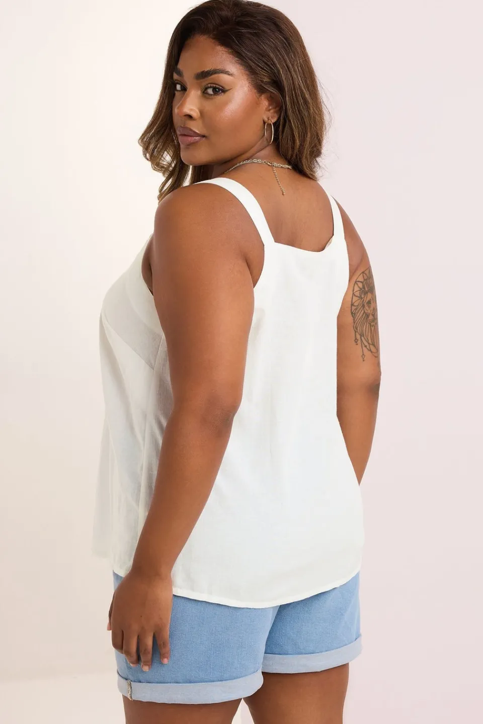 Tops>YOURS Curve White Square Neck Vest Top