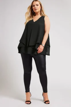 Tops>YOURS London Curve Black Layered Sleeveless Blouse
