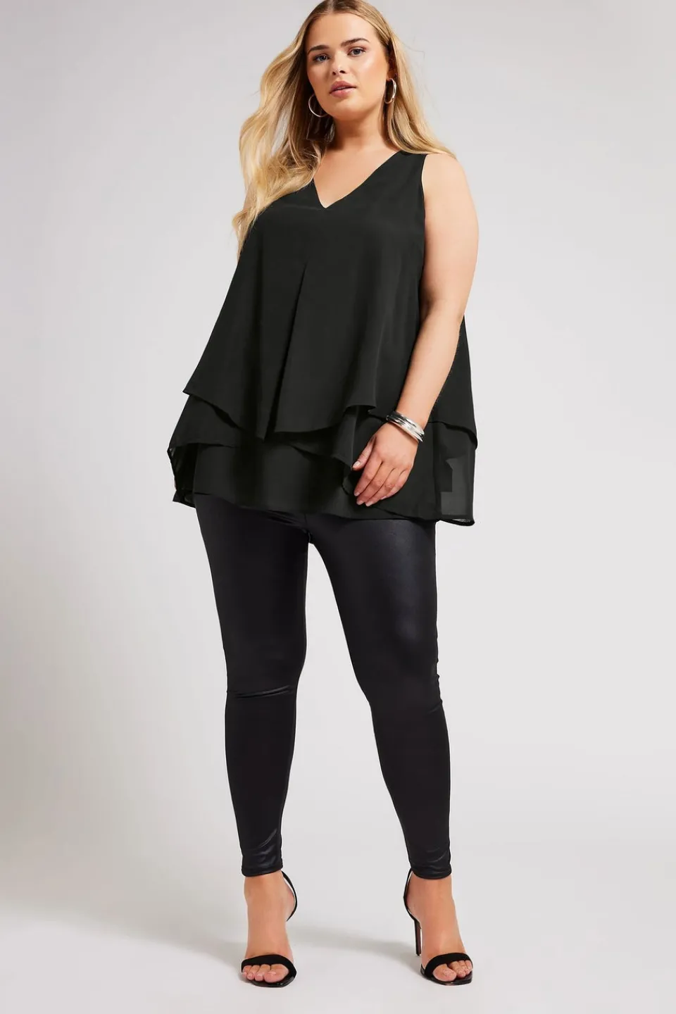 Tops>YOURS London Curve Black Layered Sleeveless Blouse