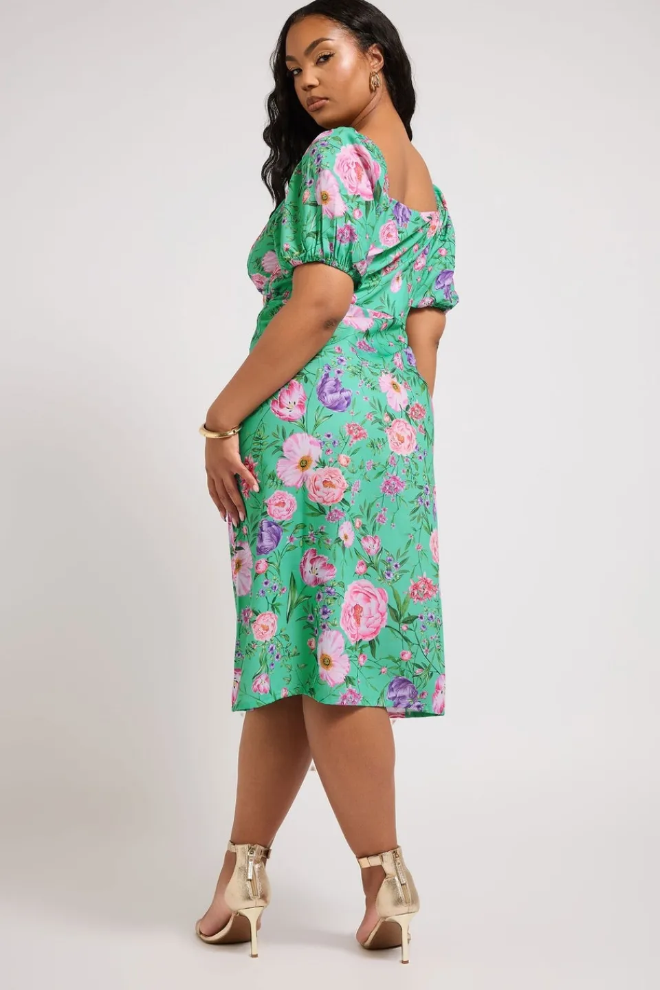 Dresses>YOURS London Curve Teal Green Floral Midi Dress
