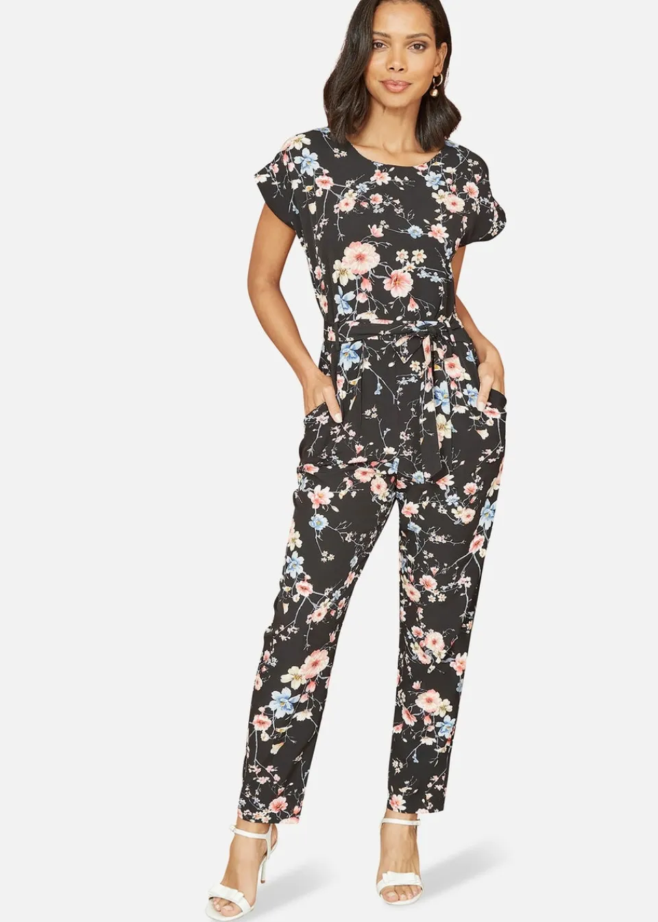 Jumpsuits & Playsuits>Yumi Black Blossom Print Jumpsuit