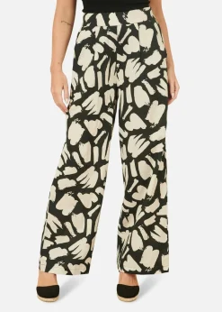Trousers>Yumi Black Cotton Splash Print Relaxed Fit Trousers