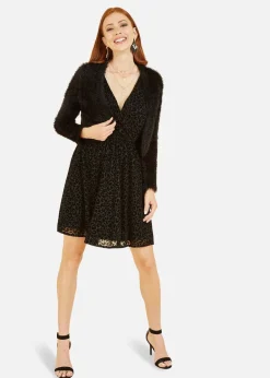 Tops>Yumi Black Eyelash Knit Bolero