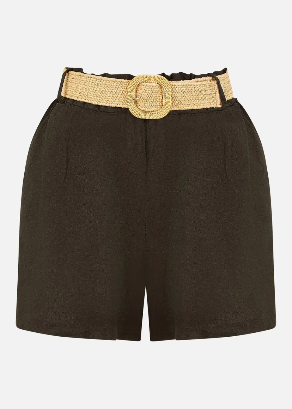 Shorts>Yumi Black Italian Linen Shorts With Belt