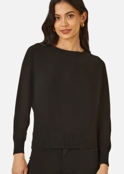 Tops>Yumi Black Knitted Batwing Jumper