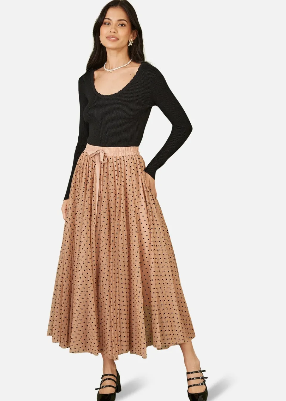 Knitwear>Yumi Black Metallic Knitted Ribbed Top