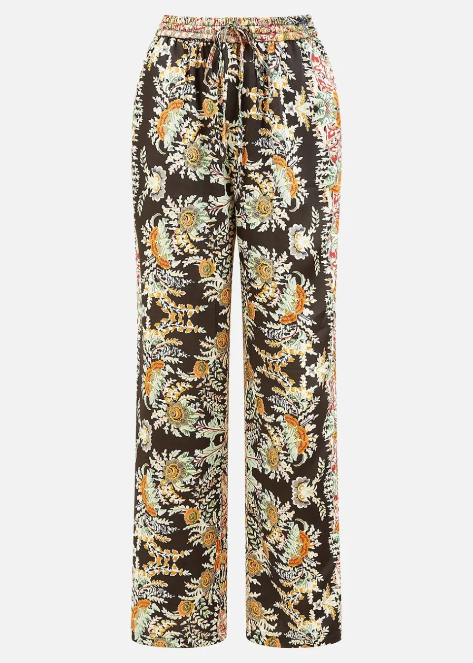 Trousers>Yumi Black Paisley Print Relaxed Fit Trousers
