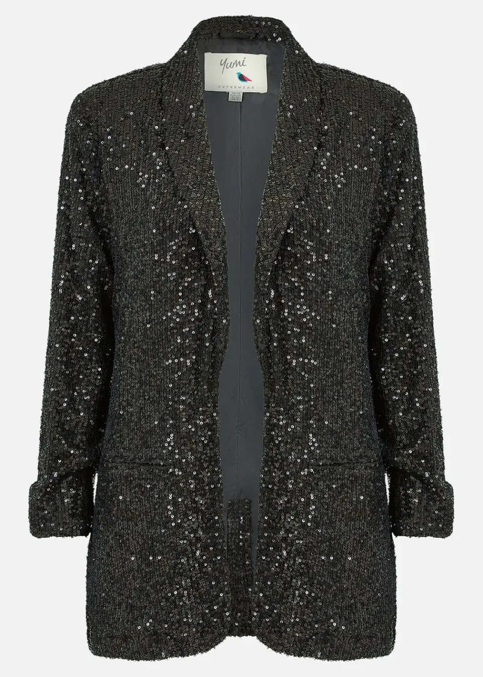 Coats & Jackets>Yumi Black Sequin Blazer With Pockets