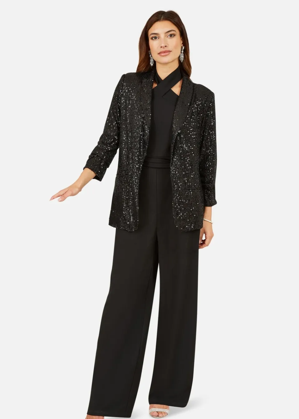 Coats & Jackets>Yumi Black Sequin Blazer With Pockets