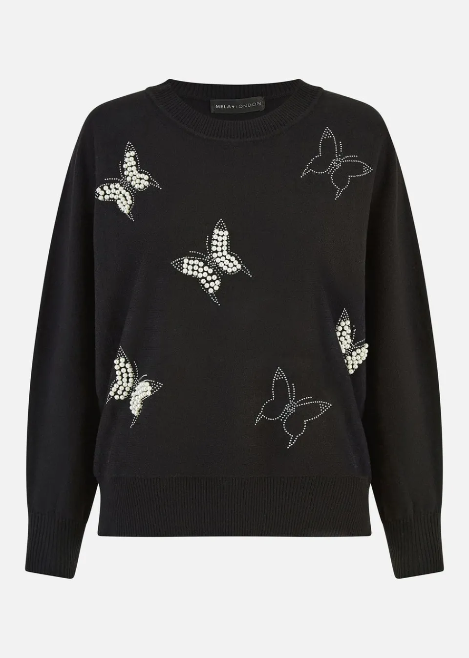 Tops>Yumi Black Sequin Butterfly Jumper