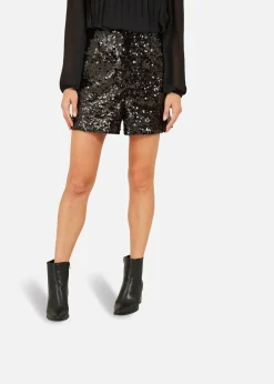 Skirts>Yumi Black Sequin Mini Shorts